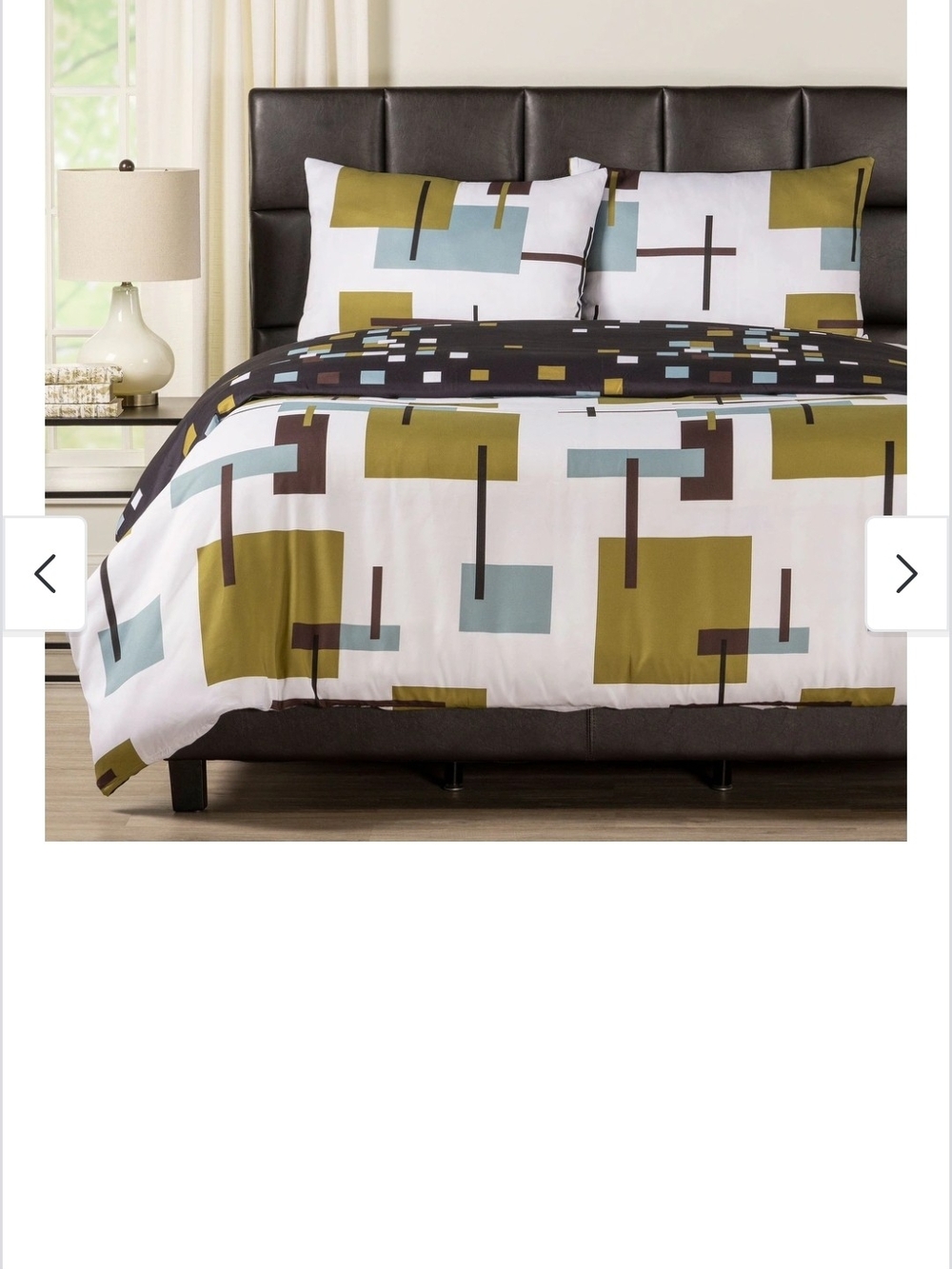 REVERSIBLE KING SIZE Geometric Duvet Cover Set +2 Shams Zero Stains Or Tears